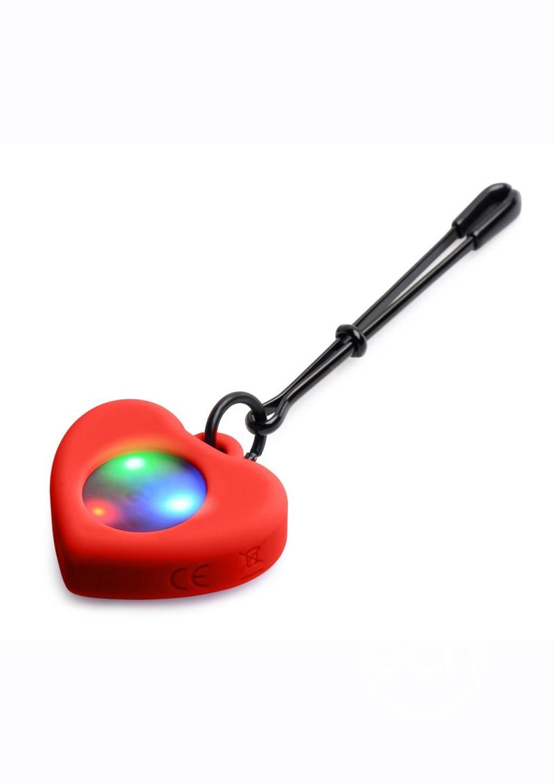 Charmed Silicone Light-Up Heart Tweezer Nipple Clamps - Red