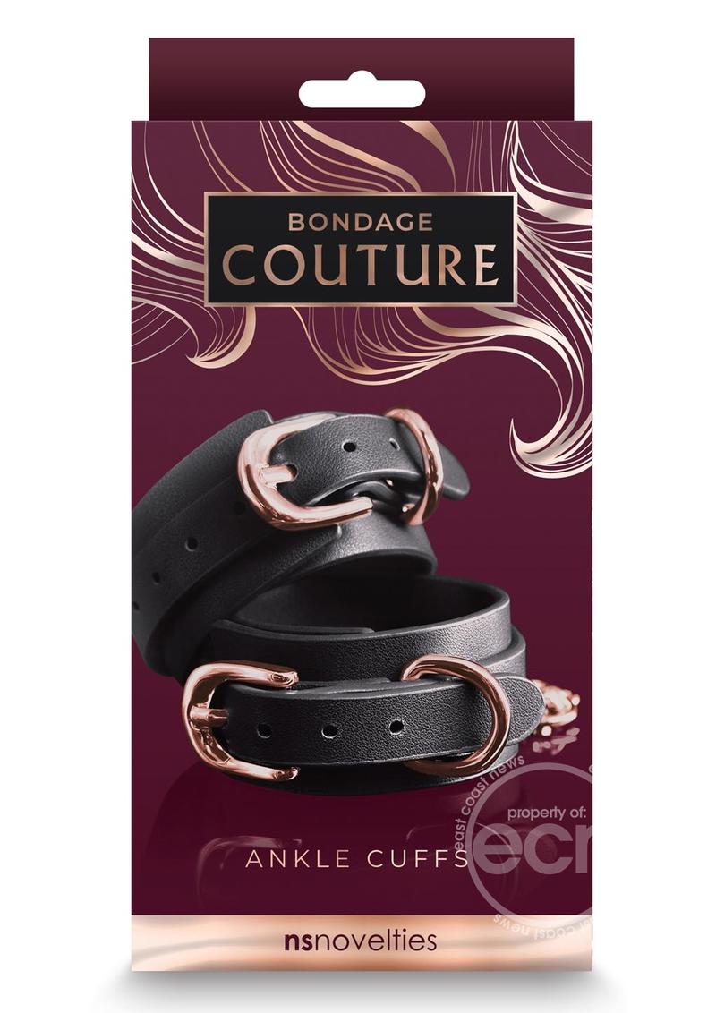 Bondage Couture PU Leather Ankle Cuffs - Black