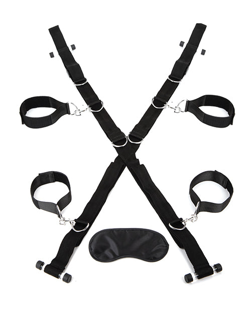 Lux Fetish Over the Door Cross w/4 Universal Soft Restraint Cuffs - The Lingerie Store