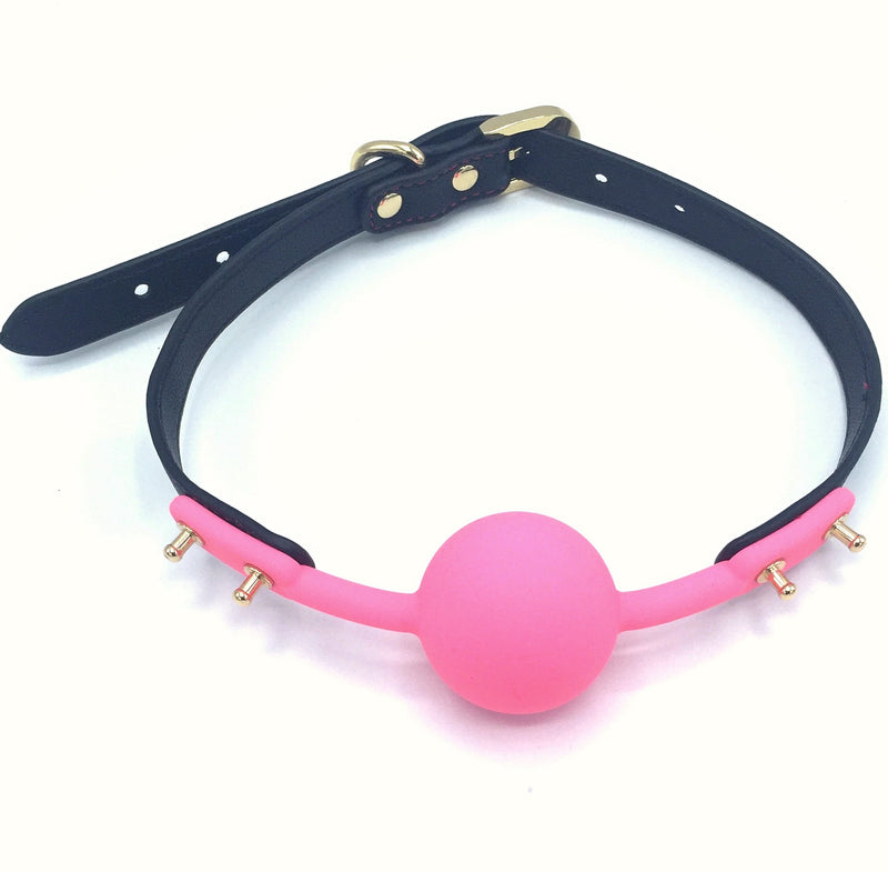 Exotic Silicone Ball Gag with Golden Hardware