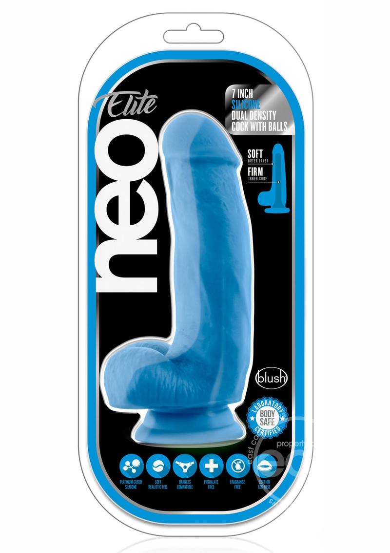Neo Elite Silicone Dual Density Cock with Balls 7in - The Lingerie Store
