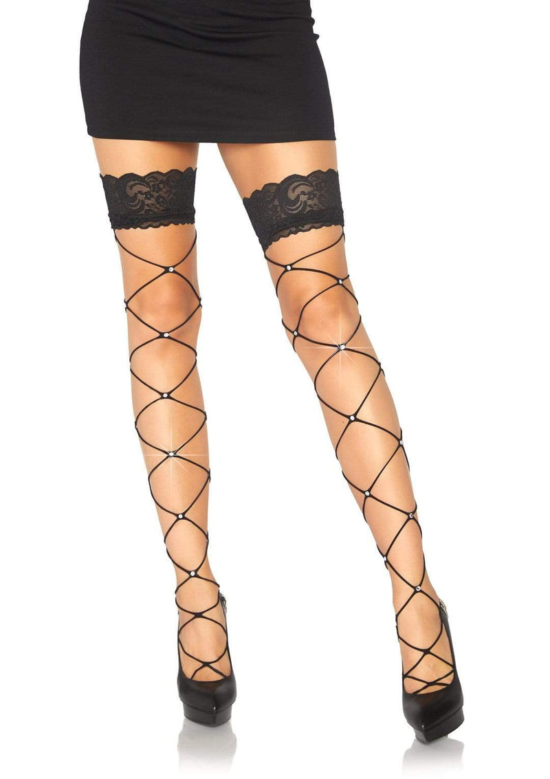 Crystalized Fishnet Thigh Highs