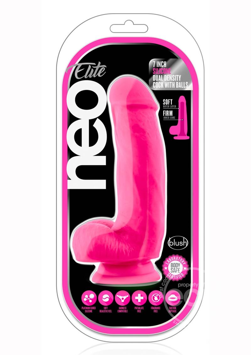 Neo Elite Silicone Dual Density Cock with Balls 7in - The Lingerie Store
