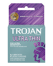 Trojan Ultra Thin Lubricated Condoms Box of 3 - The Lingerie Store