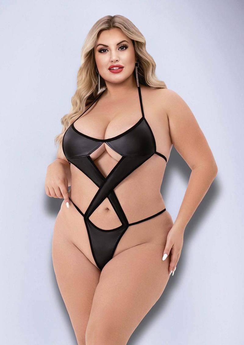 CRISS CROSS WETLOOK TEDDY