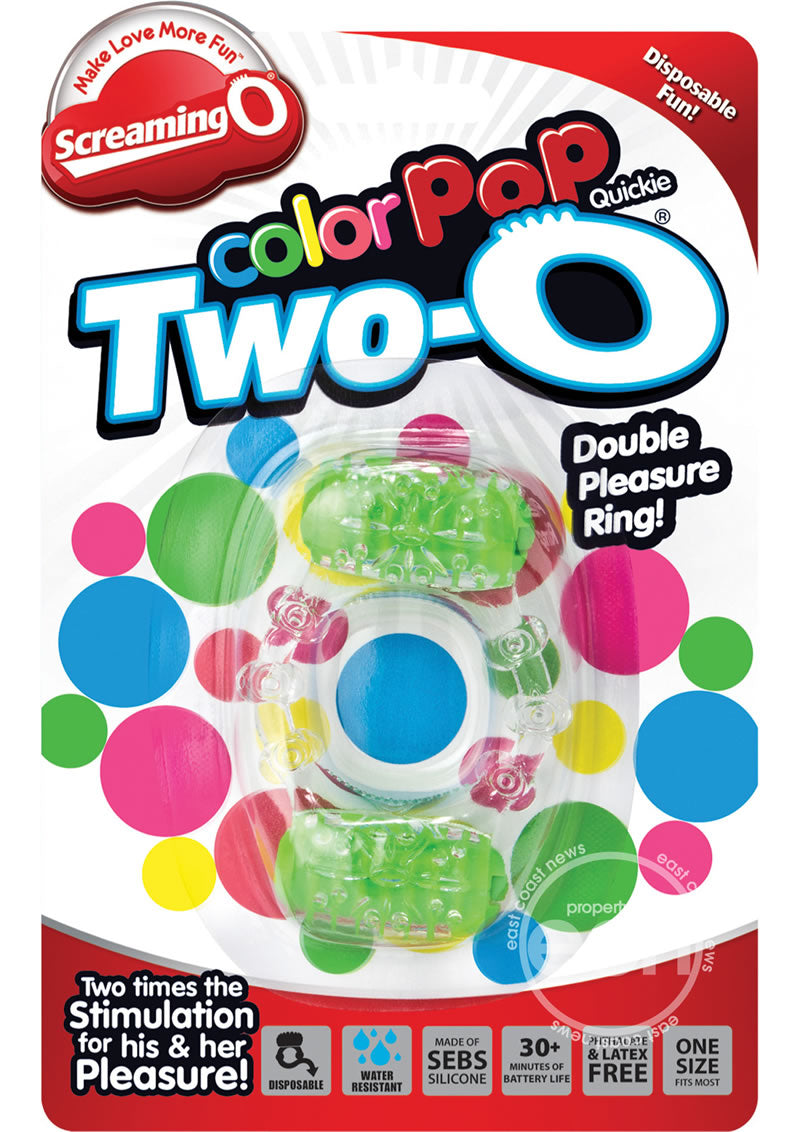 Color Pop Quickie Two-O Silicone Dual Vibrating Cock Ring