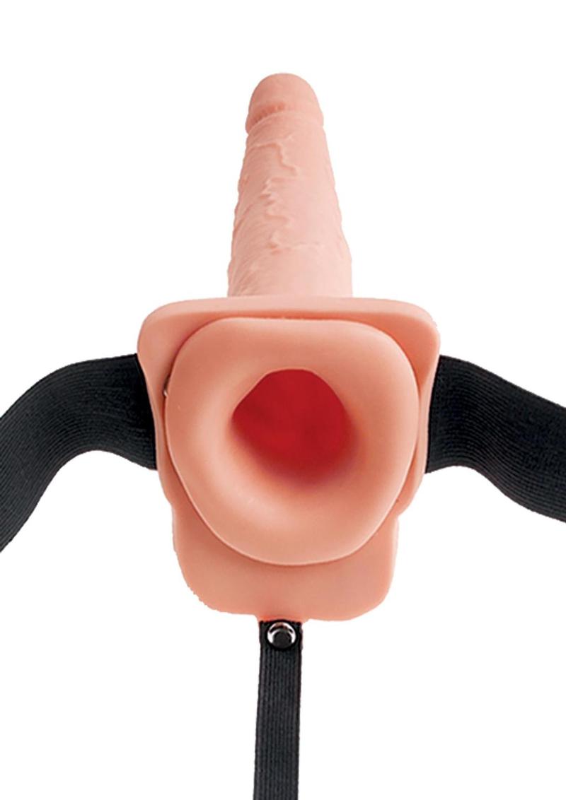 Fetish Fantasy Series Hollow Squirting Strap-On Dildo with Balls and Harness 9in