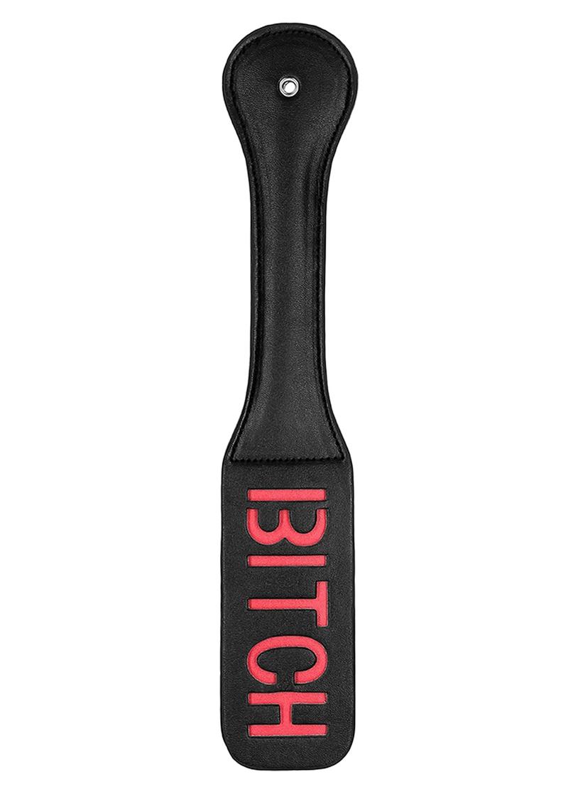 Ouch! Leather Paddle "Bitch" - Black