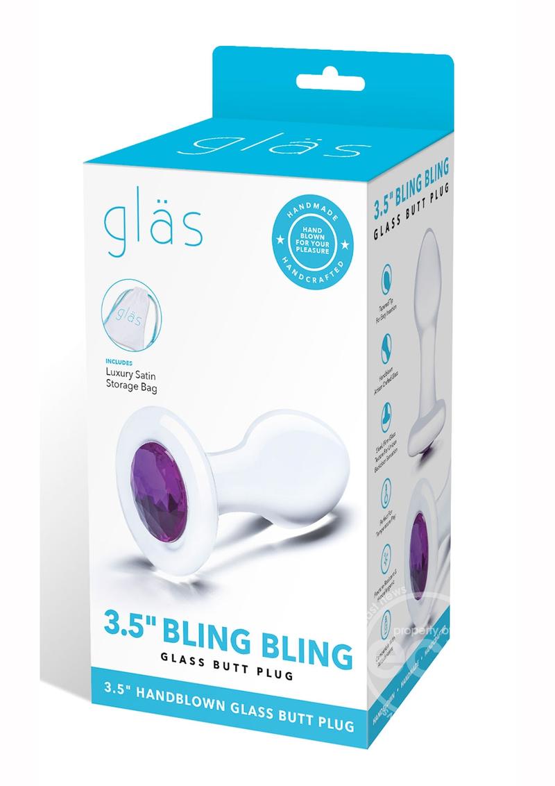 Glas Jewel Anal Plug - Clear/Purple