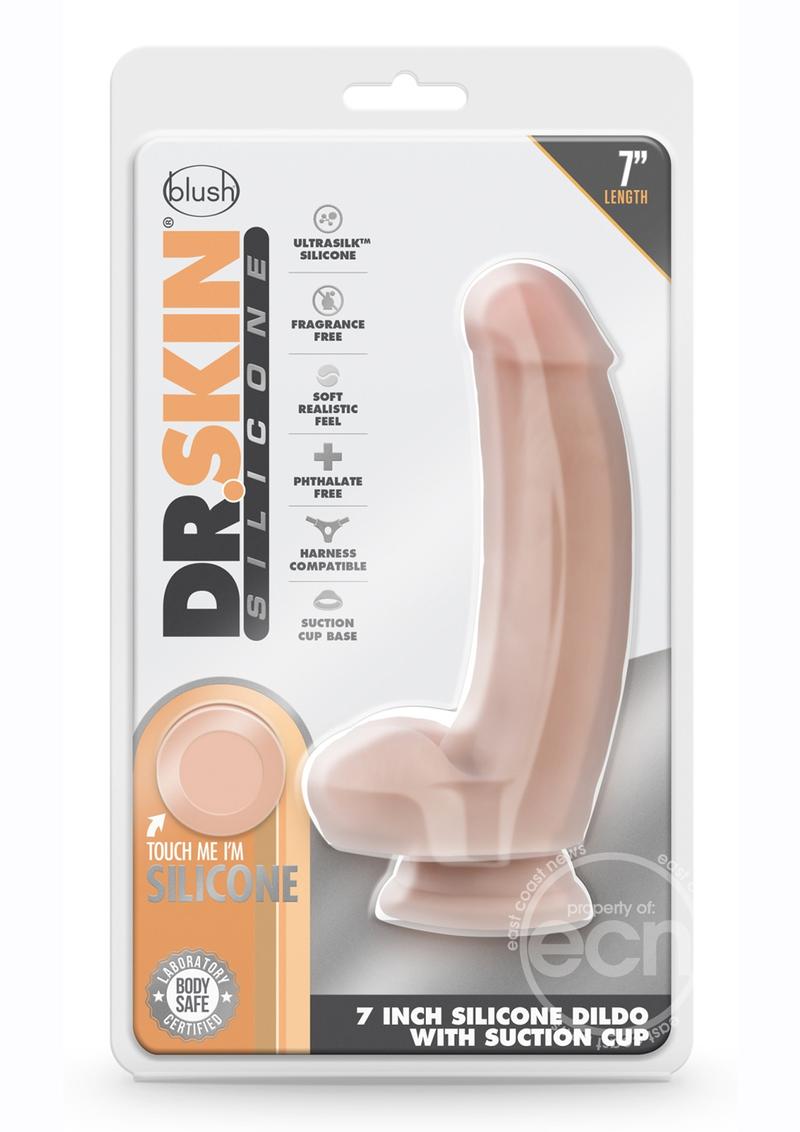 Dr. Skin Platinum Collection Dr. Samuel Silicone Dildo with Balls and Suction Cup 7in - Vanilla