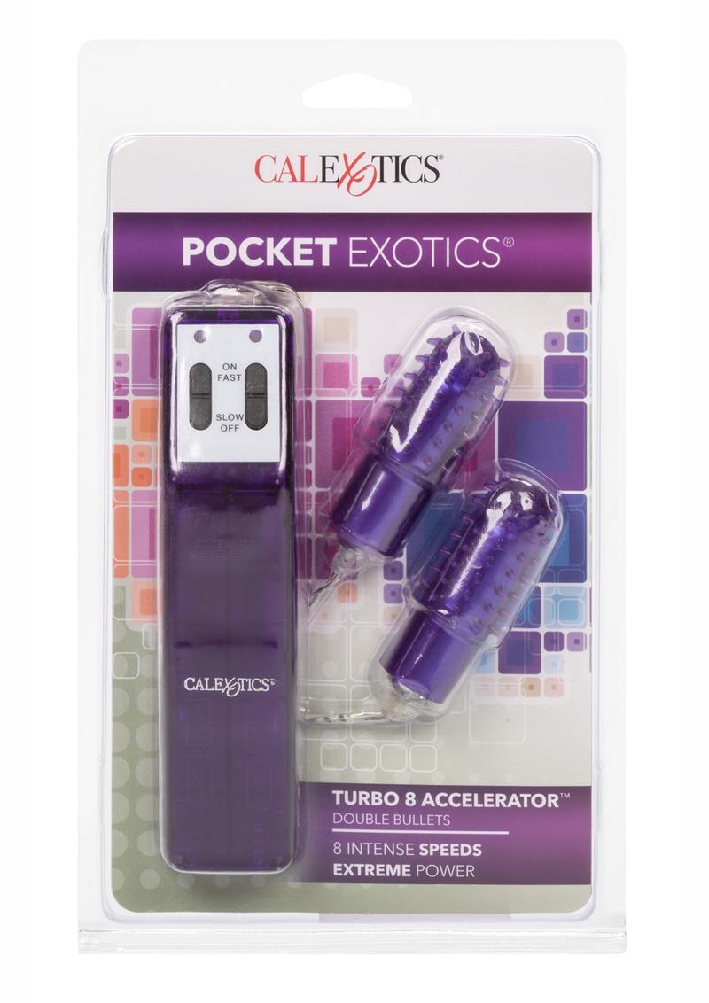 Pocket Exotics Turbo 8 Accelerator Double Bullet with Wired Remote Control - Purple