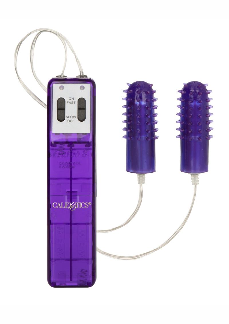 Pocket Exotics Turbo 8 Accelerator Double Bullet with Wired Remote Control - Purple