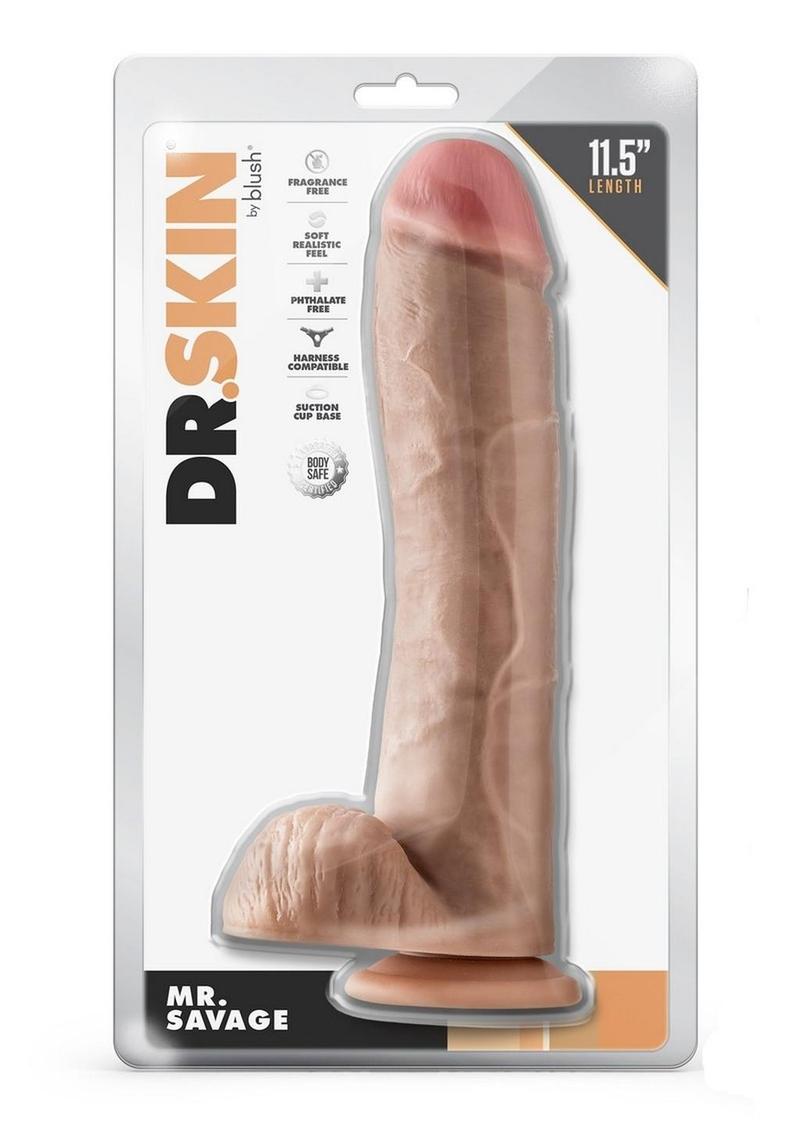 Dr. Skin - Mr. Savage - 11.5 Inch Dildo with Balls - Beige