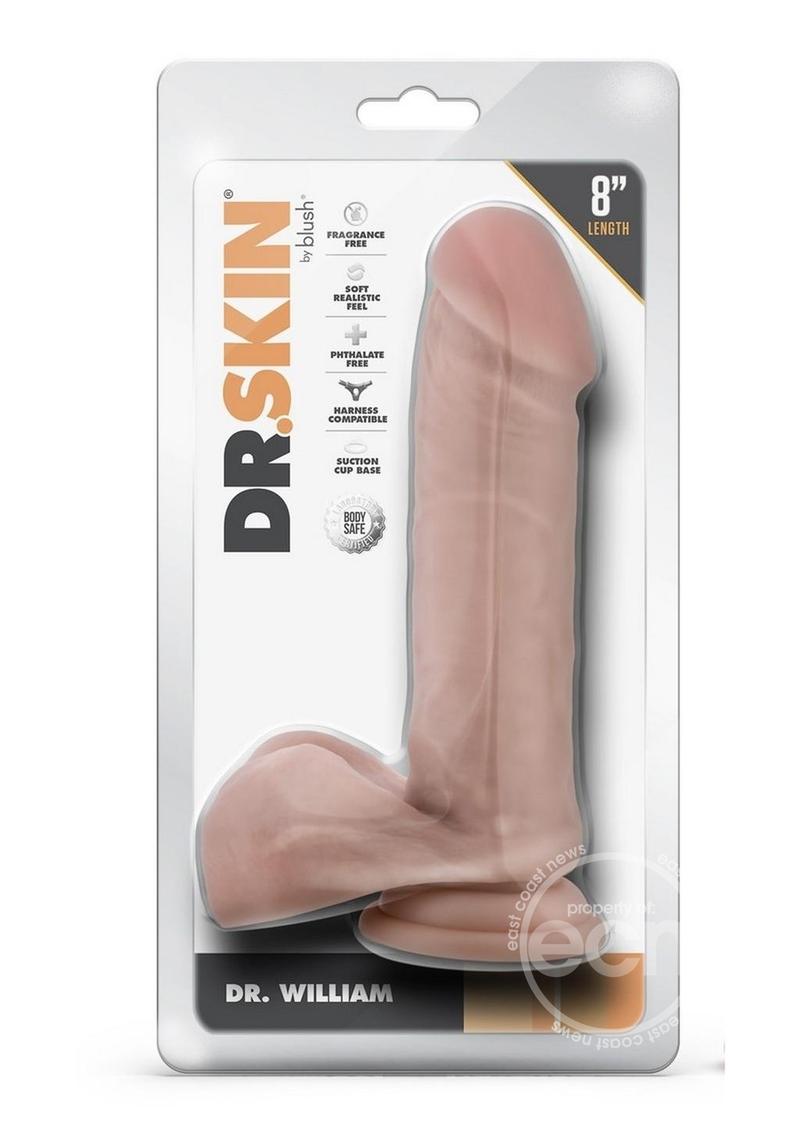 Dr. Skin Silver Collection Dr. William Dildo with Balls and Suction Cup 8in