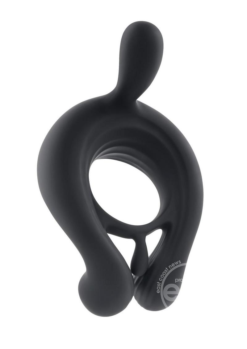 Playboy Triple Play Rechargeable Silicone Cock Ring with Remote Control - Black