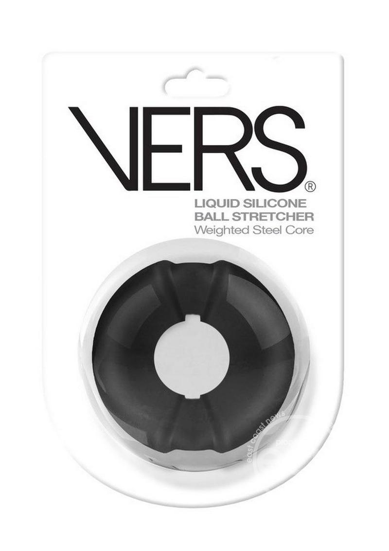 Vers Liquid Silicone Cock Ring Weighted Steel Core - Black