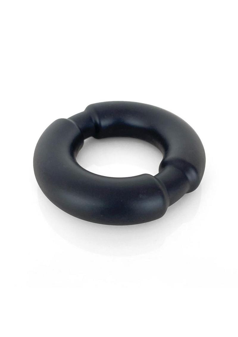 Vers Liquid Silicone Cock Ring Weighted Steel Core - Black