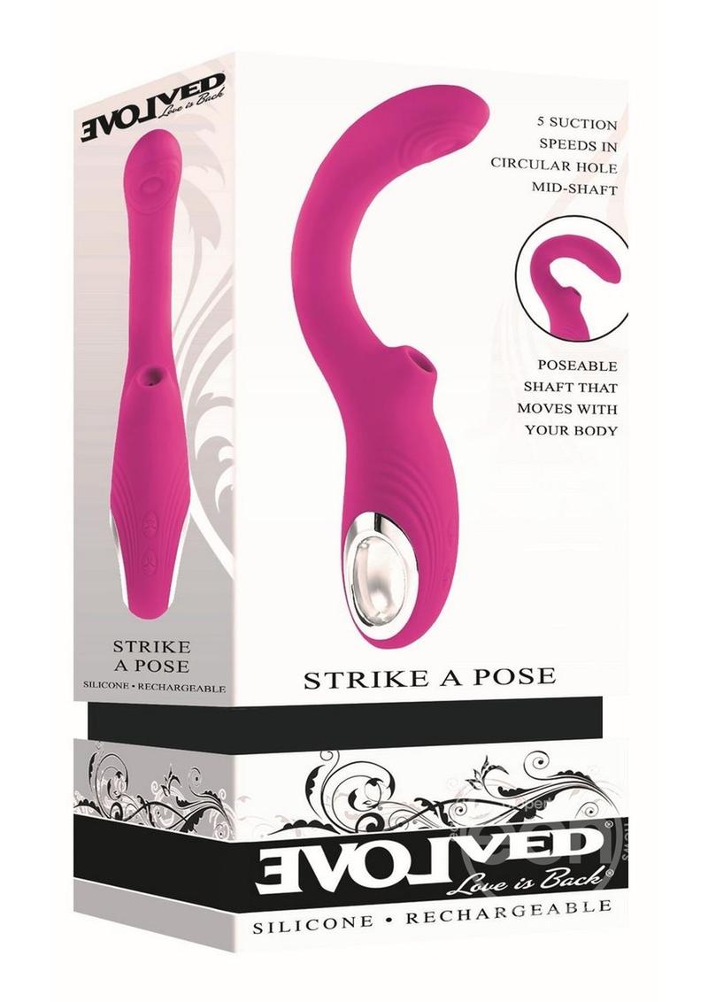 Strike a Pose Rechargeable Silicone Dual Vibrator - Red