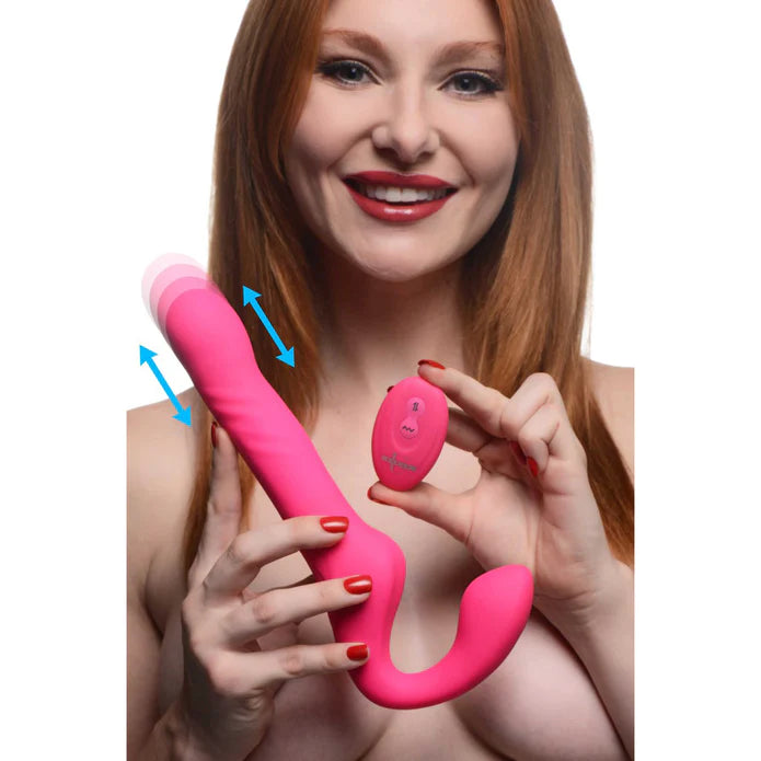 Mighty-Thrust Thrusting & Vibrating Strapless Strap-On W- Remote