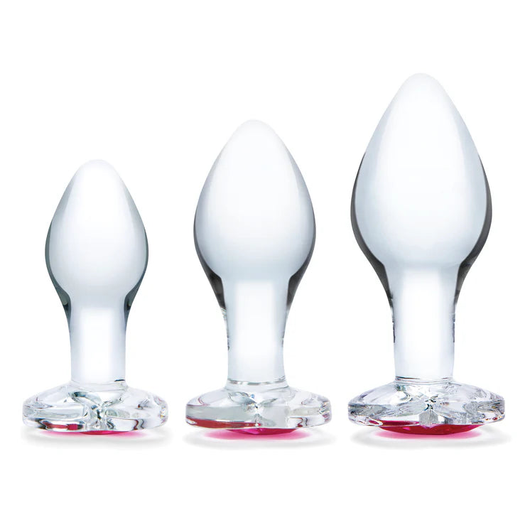 3PC Heart Jewel Glass Anal Training Kit