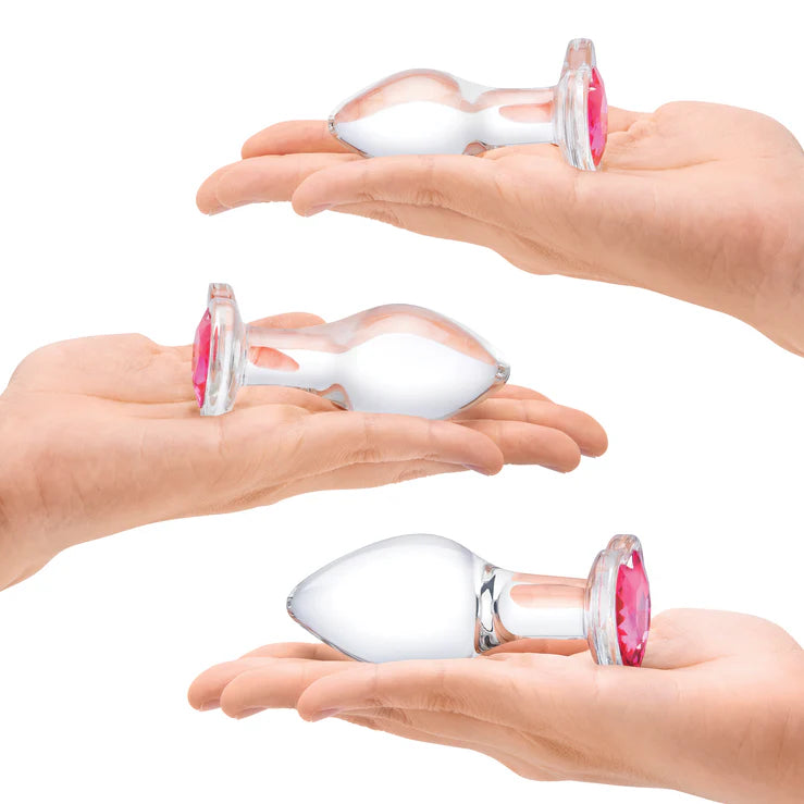 3PC Heart Jewel Glass Anal Training Kit
