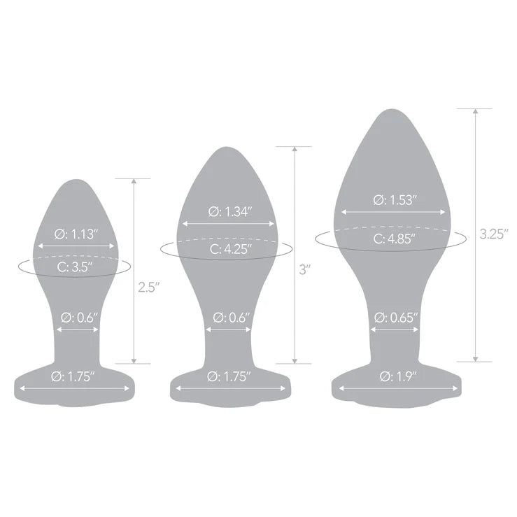 3PC Heart Jewel Glass Anal Training Kit