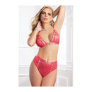 High Waist Lace Jeweled Panty & Bra White Tux O/S