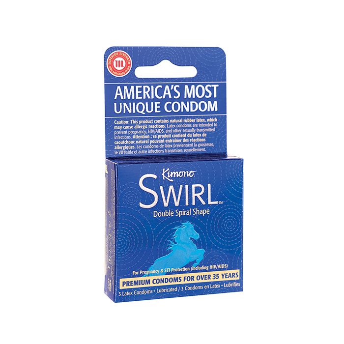 Kimono Swirl Double Spiral Shape Condoms - Pack of 3