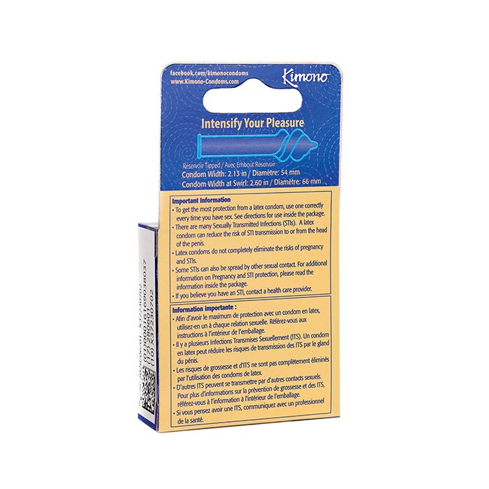 Kimono Swirl Double Spiral Shape Condoms - Pack of 3
