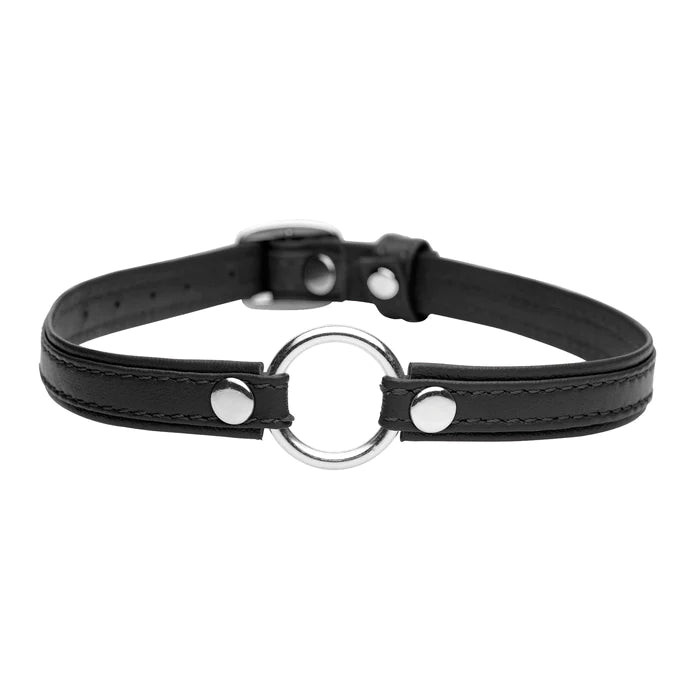 Pet Leather Choker With Silver Ring
