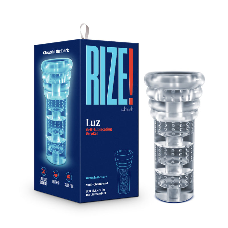 Rize - Luz - Glow in the Dark Self-Lubricating Stroker - Clear