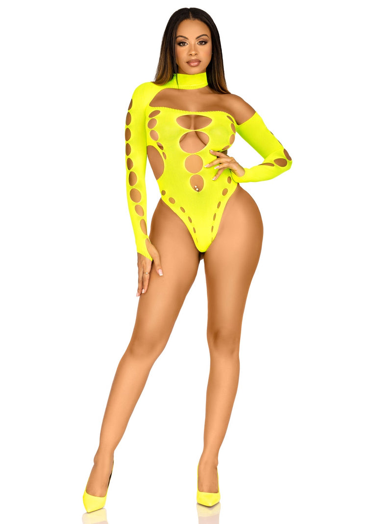 Seamless Asymmetrical Cut out Thong back Bodysuit