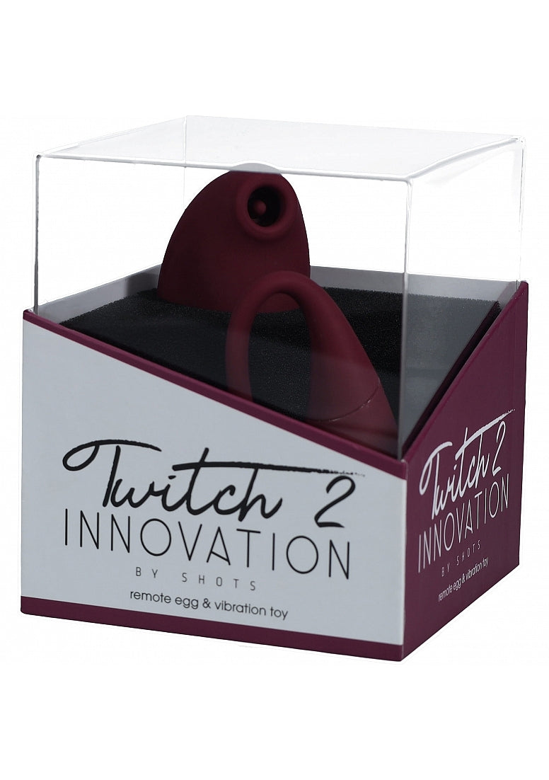 Twitch 2 - Rechargeable Suction & Flapping Vibrator with Remote Control Vibrating Egg Â Burgundy