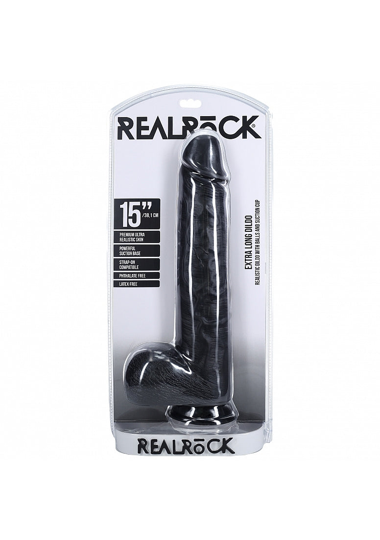 Real Rock Extra Long With Balls 15" Dildo