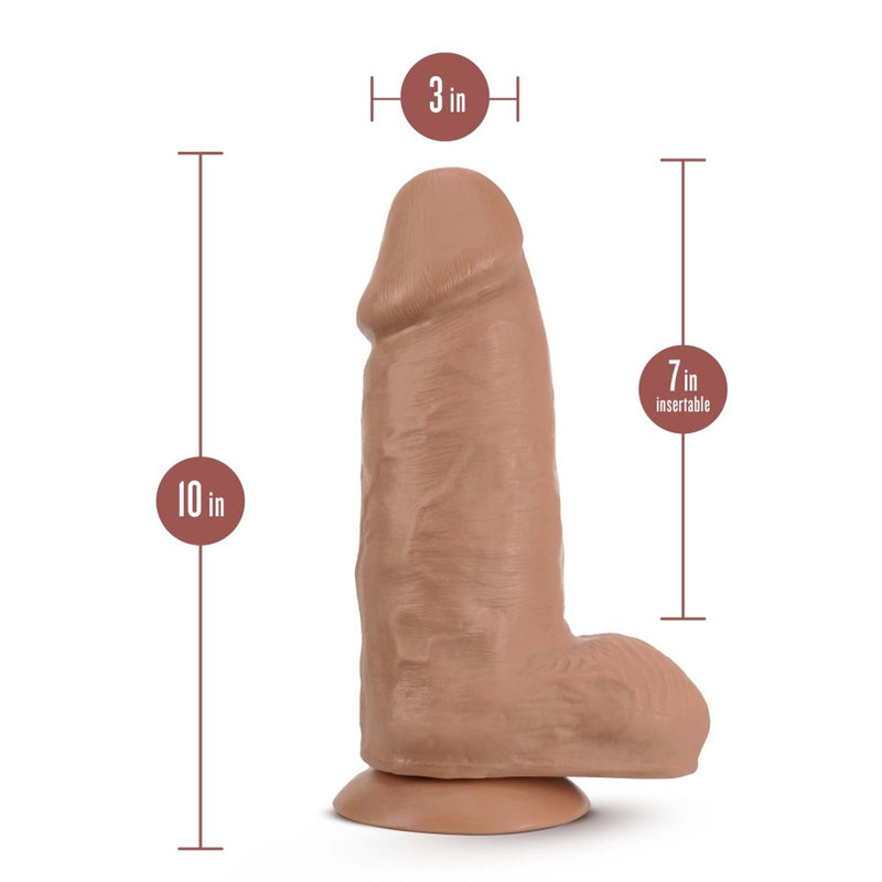 Au Naturel Pounder Dildo With Suction Cup 10in - The Lingerie Store