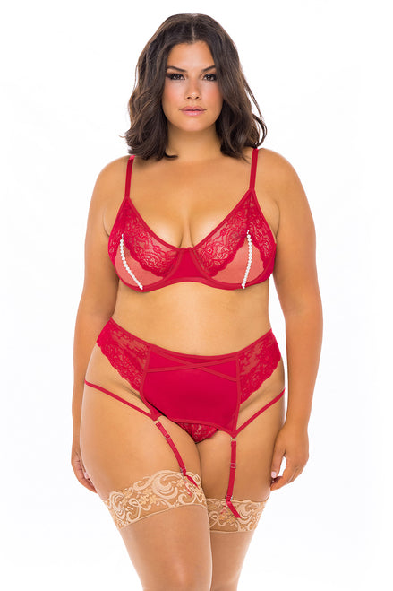 Alyssa Lace And Pearl Set