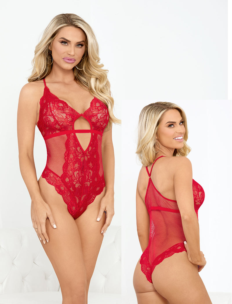 Fishnet Red Teddy