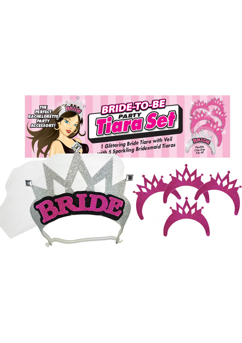 Bride To Be Party Tiara Set Silver And Pink (5 Per Set)