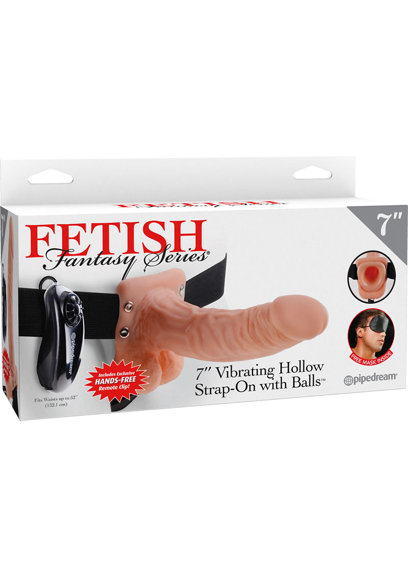Fetish Fantasy Series Vibrating Hollow Strap-On Dildo with Balls and Harness with Remote Control 7in