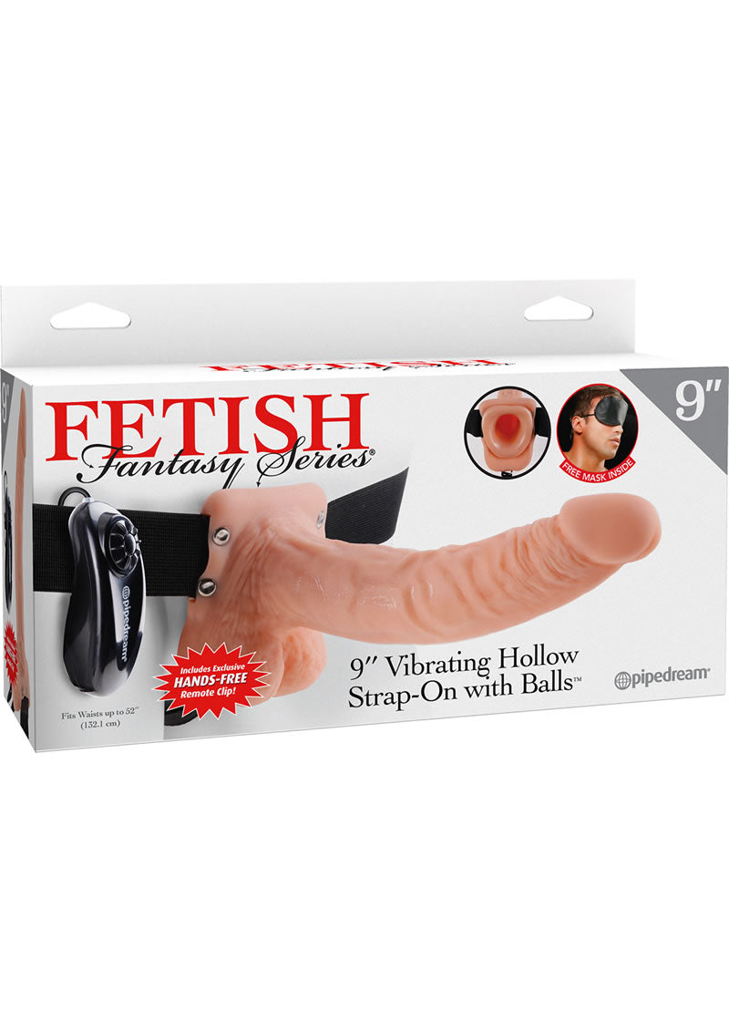 Fetish Fantasy Series Vibrating Hollow Strap-On Dildo With Balls And Harness With Remote Control 9in
