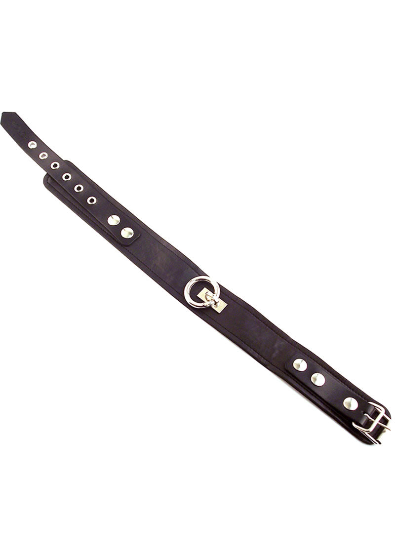 Rouge Plain Leather Adjustable Collar 1 Ring - Black
