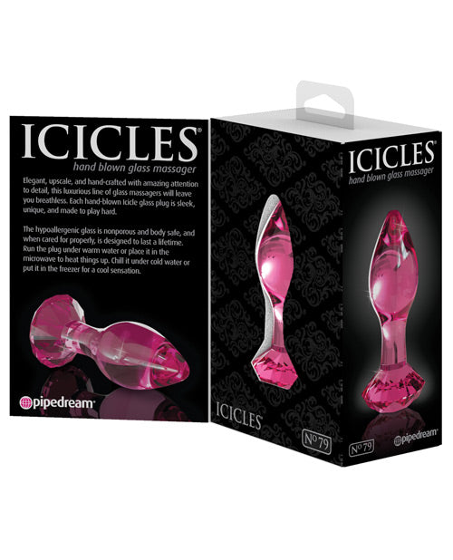 Icicles No. 79 Hand Blown Glass Diamond Butt Plug - Pink
