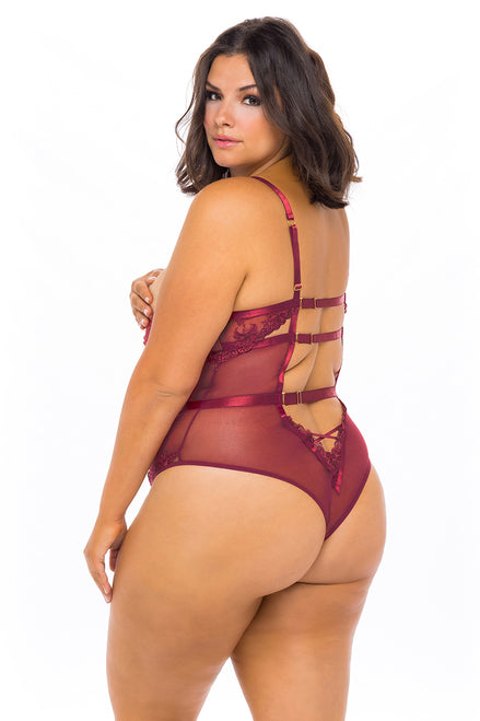 Kira Floral Embroidery Open Cup Teddy