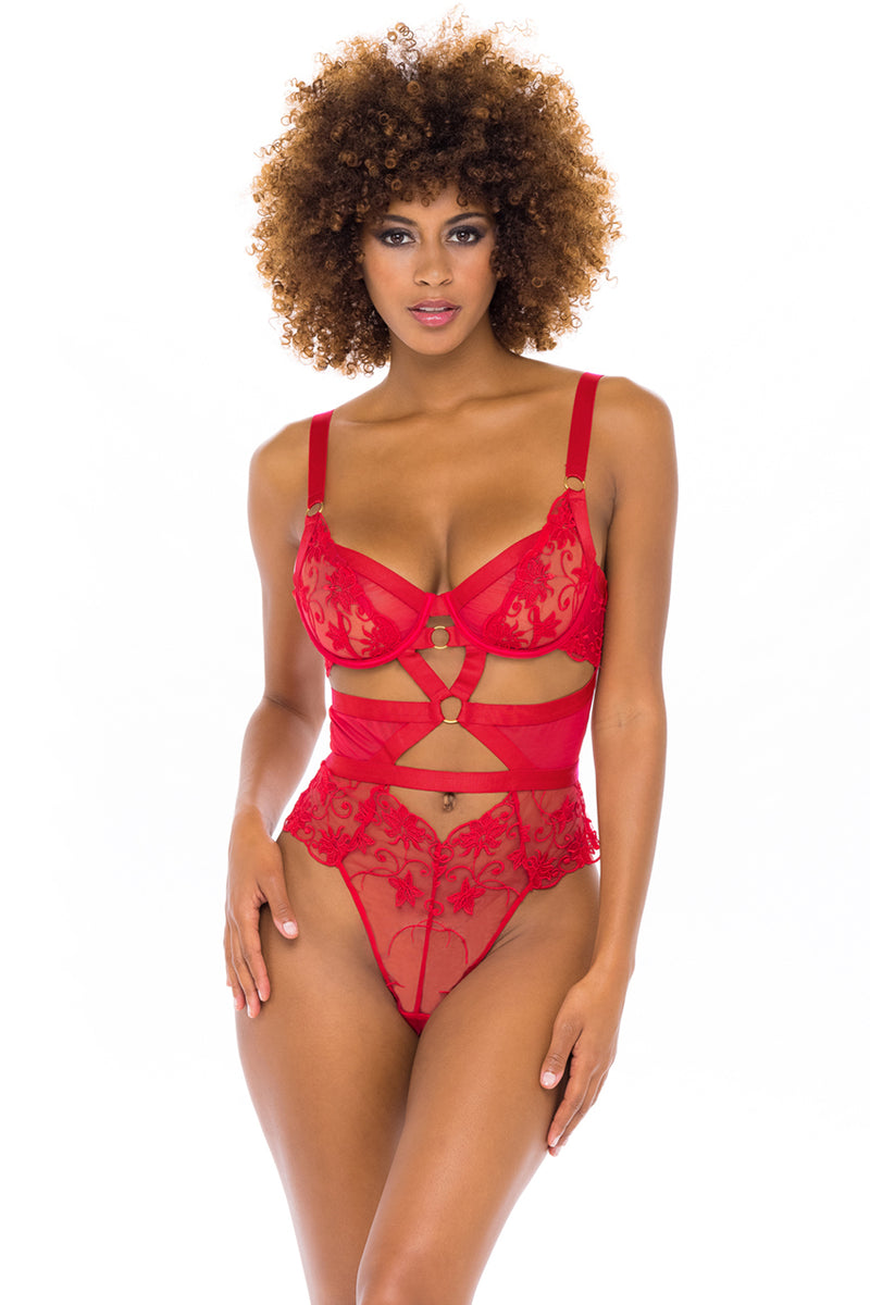 Justine Underwire Embroidered Teddy