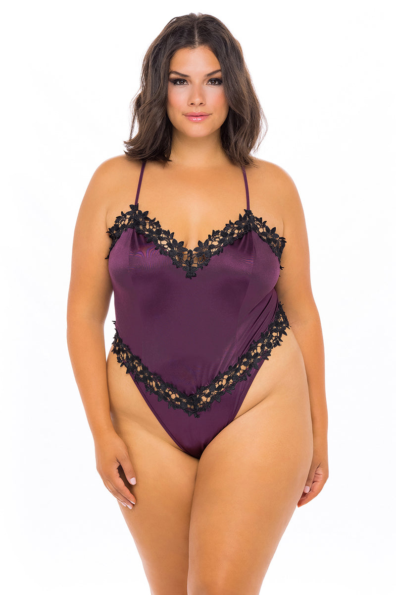Thea Embroidered Satin Teddy