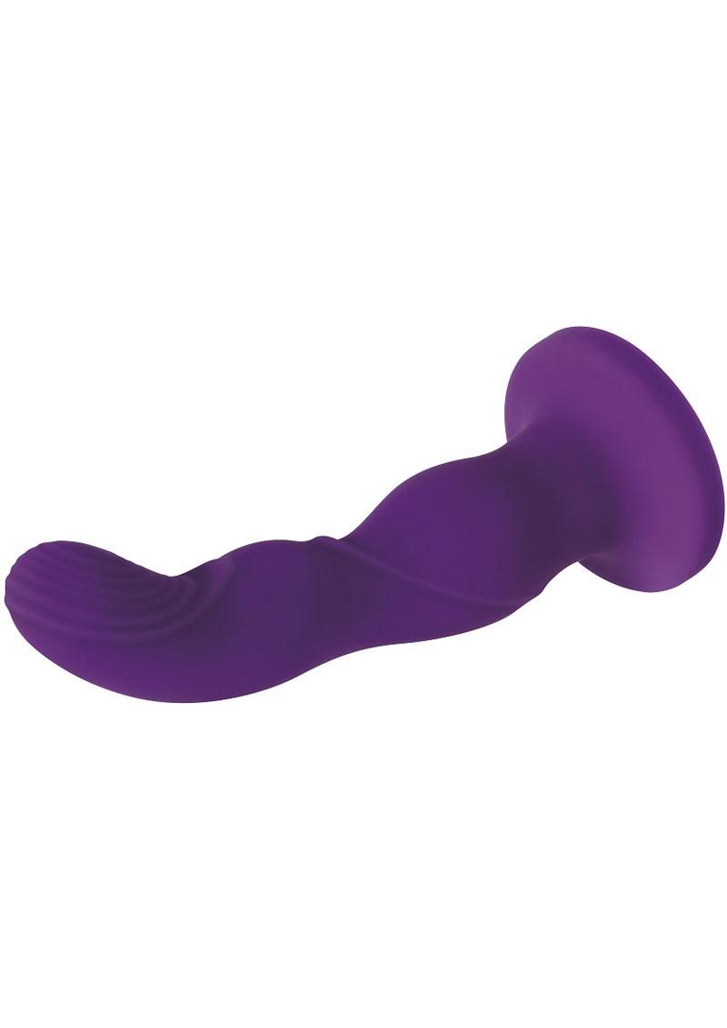 Love Harnessed Rechargeable Silicone Strap On Vibrator - Purple