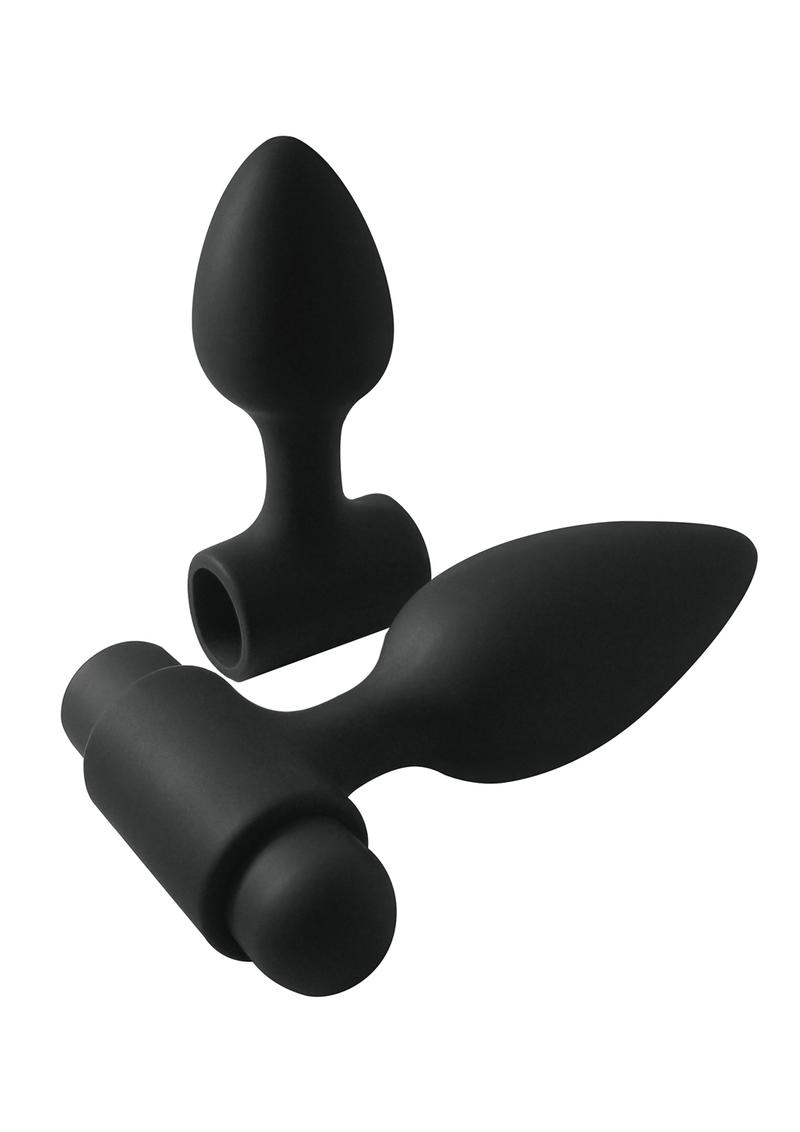 Renegade Rechargeable Silicone Vibes-O-Spades Anal Plug Kit (Set of 3) - Black