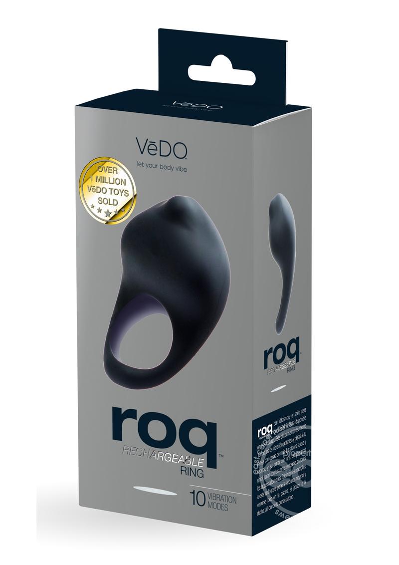 VeDO Roq Rechargeable Vibrating Silicone Cock Ring Jet Black