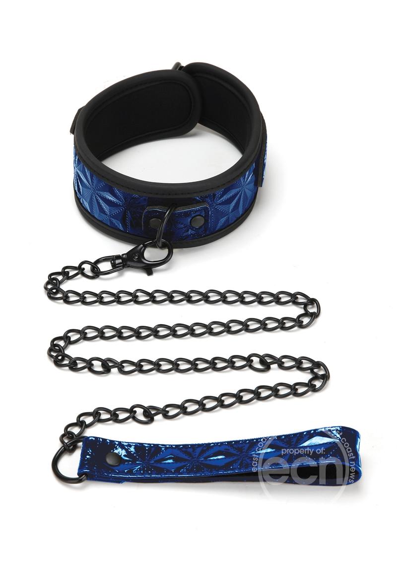 Whip Smart Diamond Collar And Leash Blue - The Lingerie Store