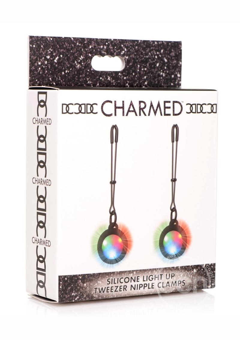 Charmed Silicone Light-Up Tweezer Nipple Clamps - Black